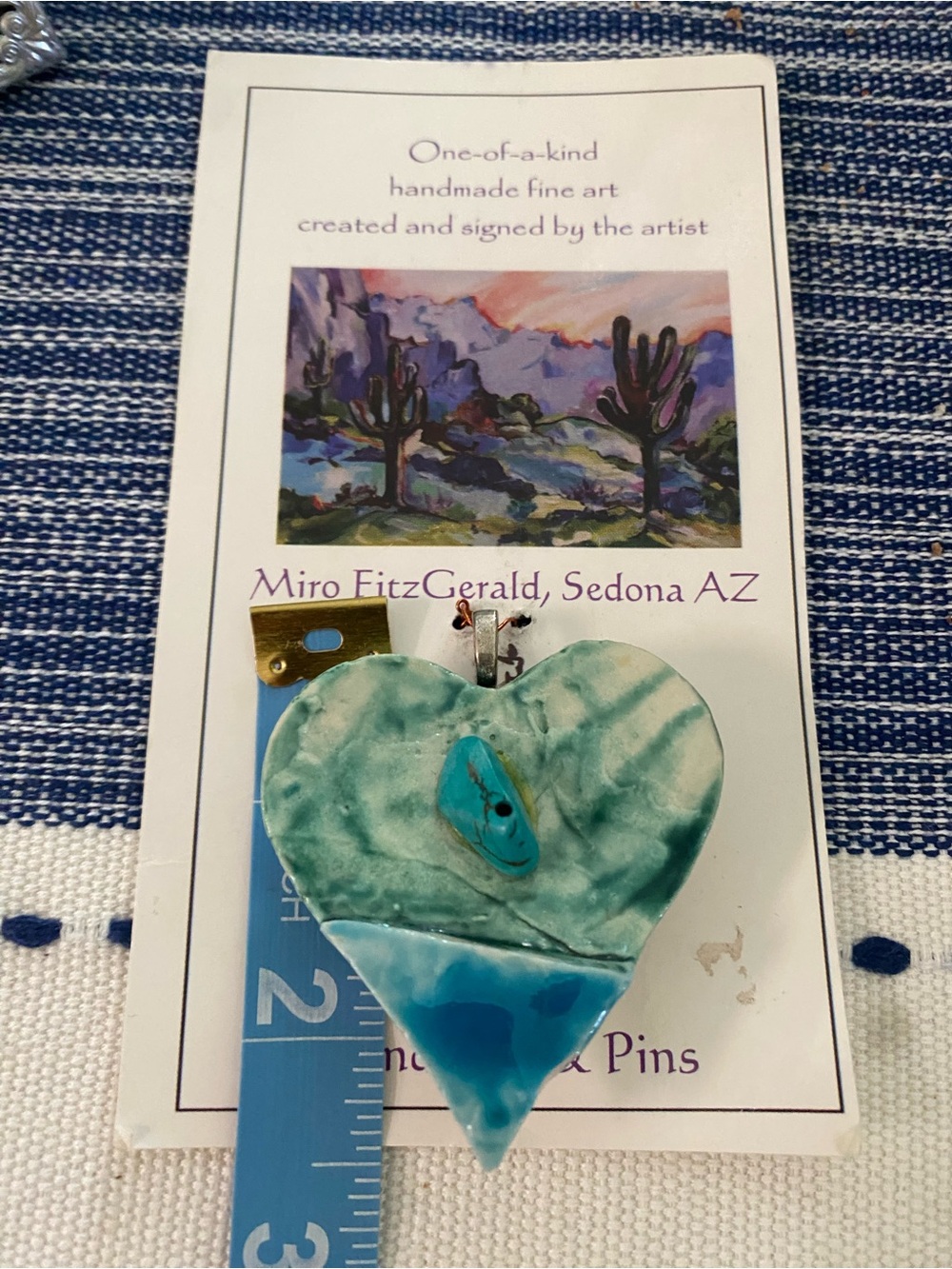 Source Unknown Turquoise Green Heart Pendant Pin